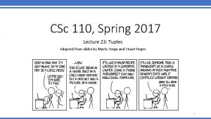 CSc 110 Spring 2017 Lecture 23 Tuples Adapted