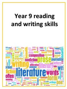 Year 9 reading and writing skills Reading Skills