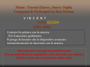 Music Vincent Starry Starry Night Composed Performed by