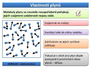 Vlastnosti plyn Molekuly plynu se neustle neuspodan pohybuj