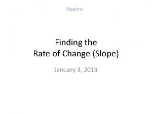 Algebra I Finding the Rate of Change Slope
