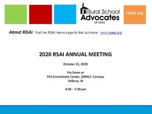 Summary of 2020 Legislative Session RSAI Priority Action