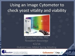 Using an Image Cytometer to check yeast vitality