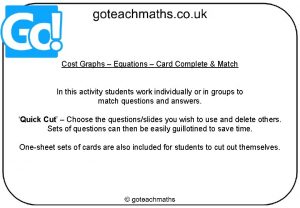 Cost Graphs Equations Card Complete Match In this