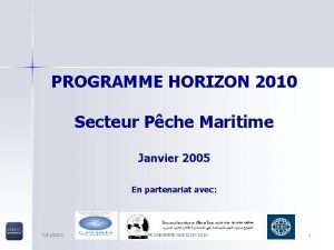 PROGRAMME HORIZON 2010 Secteur Pche Maritime Janvier 2005