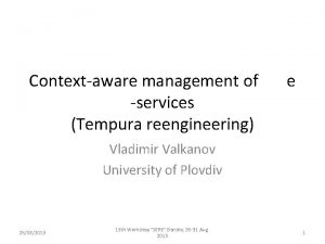 Contextaware management of services Tempura reengineering e Vladimir