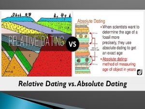 Absolute Age vs Relative Dating Absolute dating is