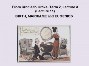 From Cradle to Grave Term 2 Lecture 3