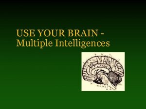 USE YOUR BRAIN Multiple Intelligences MULTIPLE INTELLIGENCES The