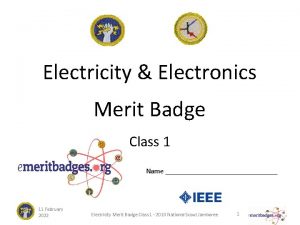 Electricity Electronics Merit Badge Class 1 Name 11