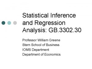 Statistical Inference and Regression Analysis GB 3302 30