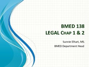 BMED 138 LEGAL CHAP 1 2 Sunnie Elhart