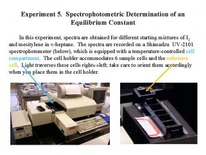 Experiment 5 Spectrophotometric Determination of an Equilibrium Constant