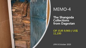 MEMO4 The Shangoda Collections from Dagestan OP EUR