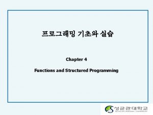 Chapter 4 Functions and Structured Programming Contents Function