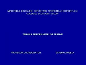 MINISTERUL EDUCATIEI CERCETARII TINERETULUI SI SPORTULUI COLEGIUL ECONOMIC