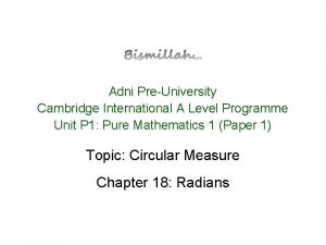 Adni PreUniversity Cambridge International A Level Programme Unit