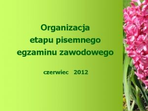 Organizacja etapu pisemnego egzaminu zawodowego czerwiec 2012 Terminy