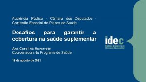 Audincia Pblica Cmara dos Deputados Comisso Especial de