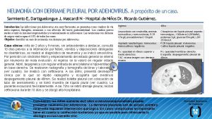 NEUMONA CON DERRAME PLEURAL POR ADENOVIRUS A propsito