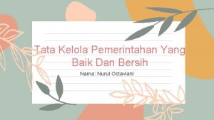 Tata Kelola Pemerintahan Yang Baik Dan Bersih Nama