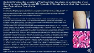Sndrome Hemofagoctico secundario a Virus Epstein Barr Importancia