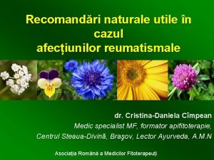 Recomandri naturale utile n cazul afeciunilor reumatismale dr