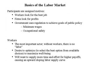 Basics of the Labor Market Participants are assigned