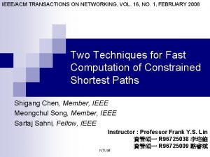 IEEEACM TRANSACTIONS ON NETWORKING VOL 16 NO 1