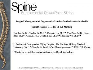 Supplemental Power Point Slides Surgical Management of Degenerative