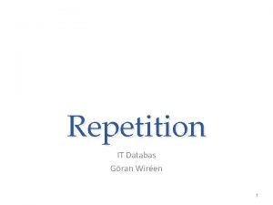 Repetition IT Databas Gran Wiren 1 Tabell primr