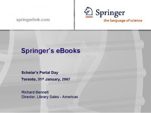 springerlink com Springers e Books Scholars Portal Day