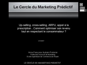 Le Cercle du Marketing Prdictif Upselling crossselling ARPU
