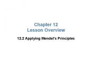 Chapter 12 Lesson Overview 12 2 Applying Mendels