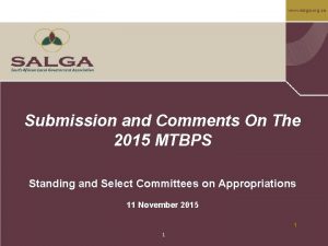 www salga org za Submission and Comments On