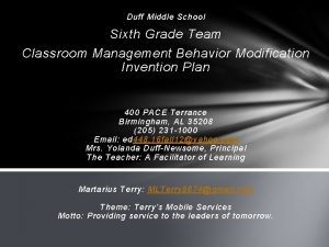 Duff Middle School Sixth Grade Team Classroom Management