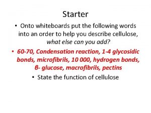 Starter Onto whiteboards put the following words into