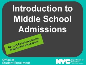 Introduction to Middle School Admissions is h t