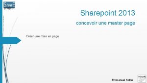 Sharepoint 2013 concevoir une master page Crer une