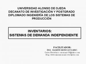 UNIVERSIDAD ALONSO DE OJEDA DECANATO DE INVESTIGACIN Y