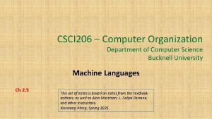 CSCI 206 Computer Organization Department of Computer Science