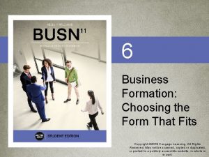 6 Business Formation Choosing the Form That Fits