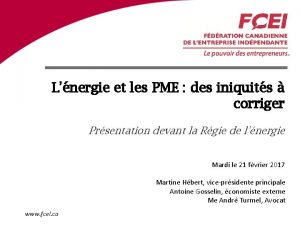 Lnergie et les PME des iniquits corriger Prsentation