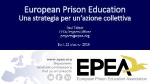 European Prison Education Una strategia per unazione collettiva
