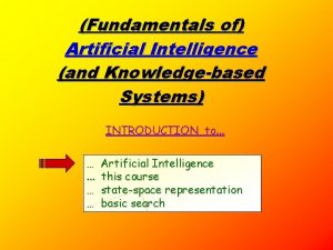 Fundamentals of Artificial Intelligence and Knowledgebased Systems INTRODUCTION