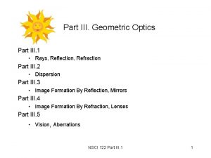 Part III Geometric Optics Part III 1 Rays