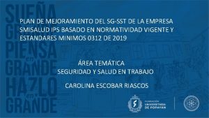 PLAN DE MEJORAMIENTO DEL SGSST DE LA EMPRESA