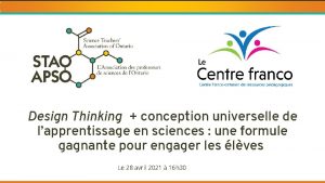 Design Thinking conception universelle de lapprentissage en sciences