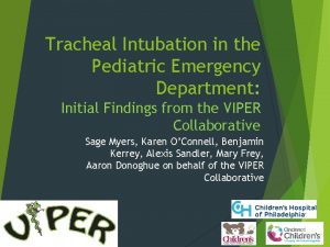 Tracheal Intubation in the Pediatric Emergency Department Initial