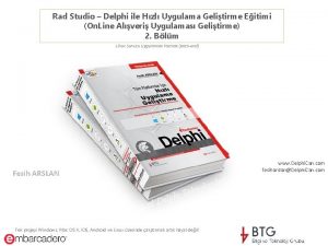 Rad Studio Delphi ile Hzl Uygulama Gelitirme Eitimi